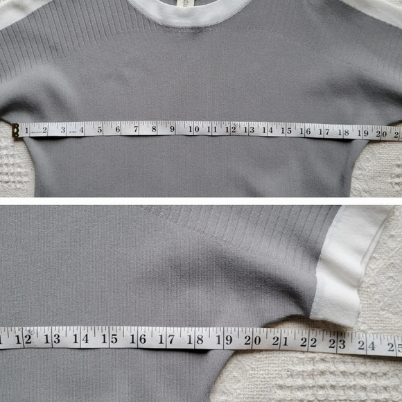 Mercer &  Madison Casual Neutral Short sleeve Rayon bland Top- Grey/White - Picture 10 of 10